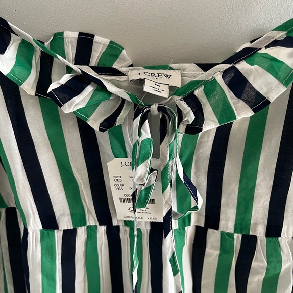 J. Crew Green and Blue Ruched Ruffled Sundress - Picture 3 of 5